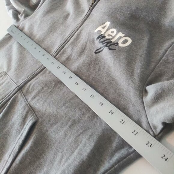 Aeropostale  Men's size L gray and white hoodie sweatshirt - Picture 7 of 14